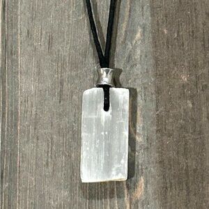 Selenite Necklace Rough Selenite Pendant Handmade Gypsum Necklace